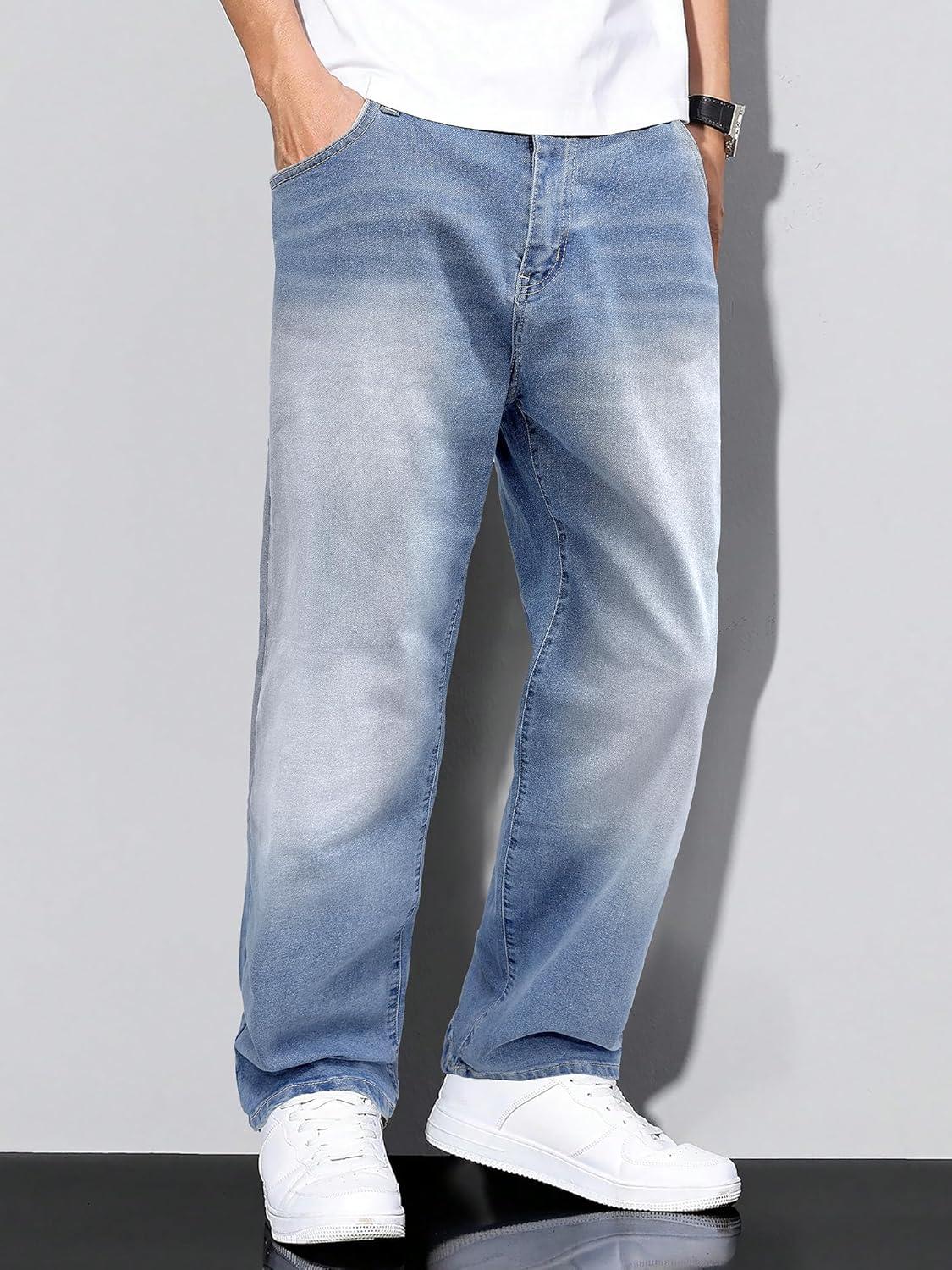 imageJMIERR Mens Baggy Jeans Wide Leg Skater Hip Hop Denim Pants Y2K Vintage Loose Fit StreetwearSky Blue