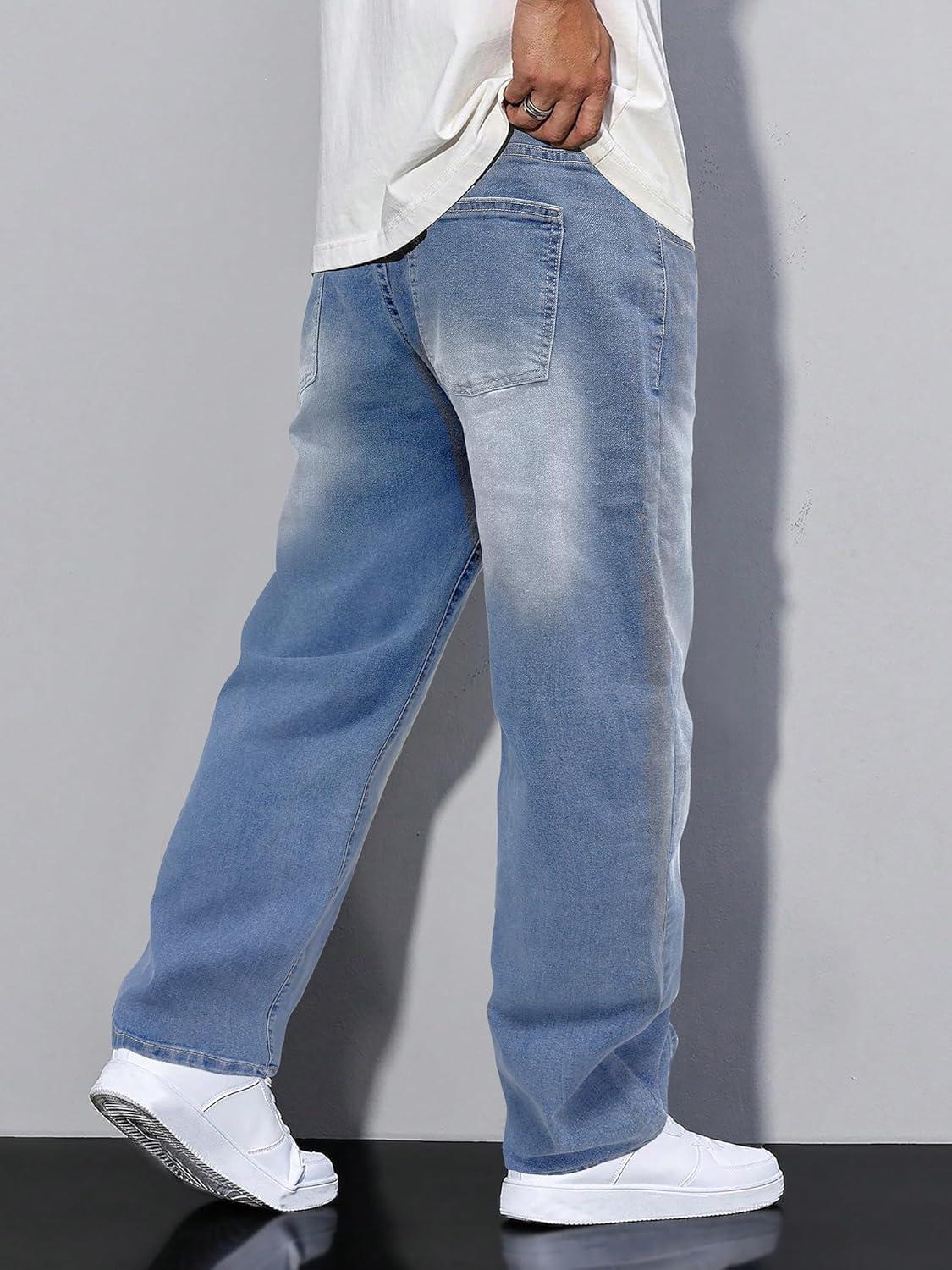 imageJMIERR Mens Baggy Jeans Wide Leg Skater Hip Hop Denim Pants Y2K Vintage Loose Fit StreetwearSky Blue