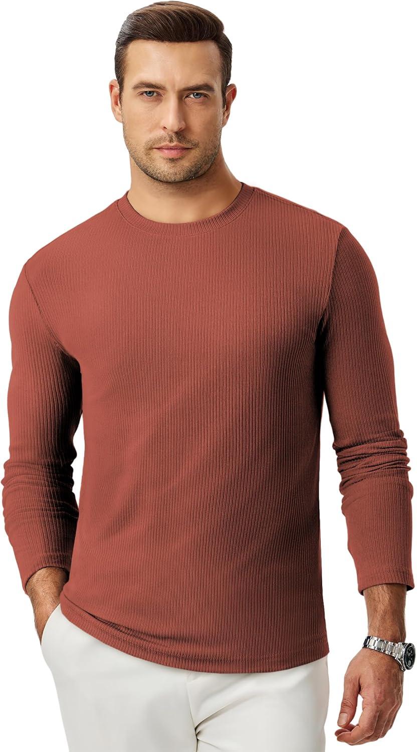 imageJMIERR Mens Fall Crewneck Shirt Long Sleeve AntiWrinkle Casual Muscle T Shirts Workout Slim FittedF Gold Flame