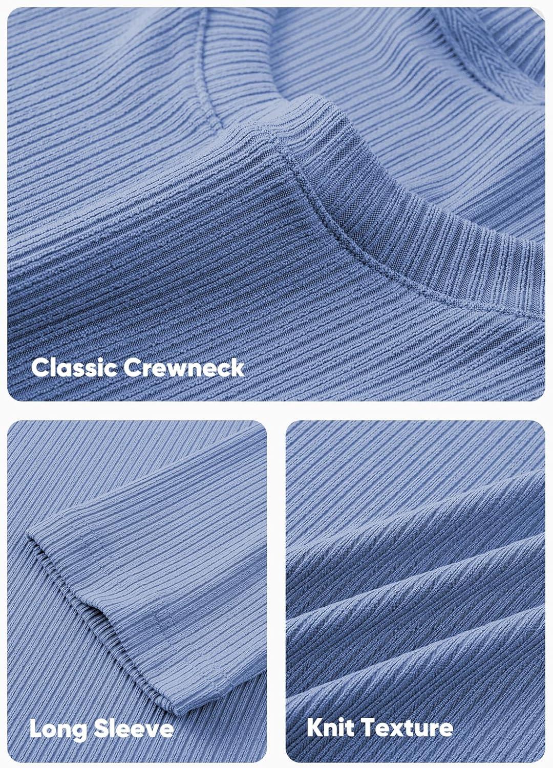 imageJMIERR Mens Fall Crewneck Shirt Long Sleeve AntiWrinkle Casual Muscle T Shirts Workout Slim FittedF Sky Blue