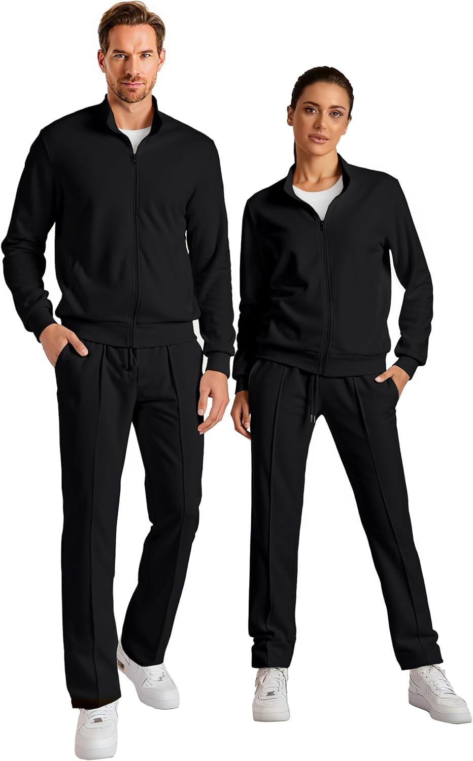 imageJMIERR Mens Tracksuit 2 Piece Set Full Zip Casual Sweatsuit Jogging Suits with Jogger Jackets and Pants Warm Up OutfitsBlack