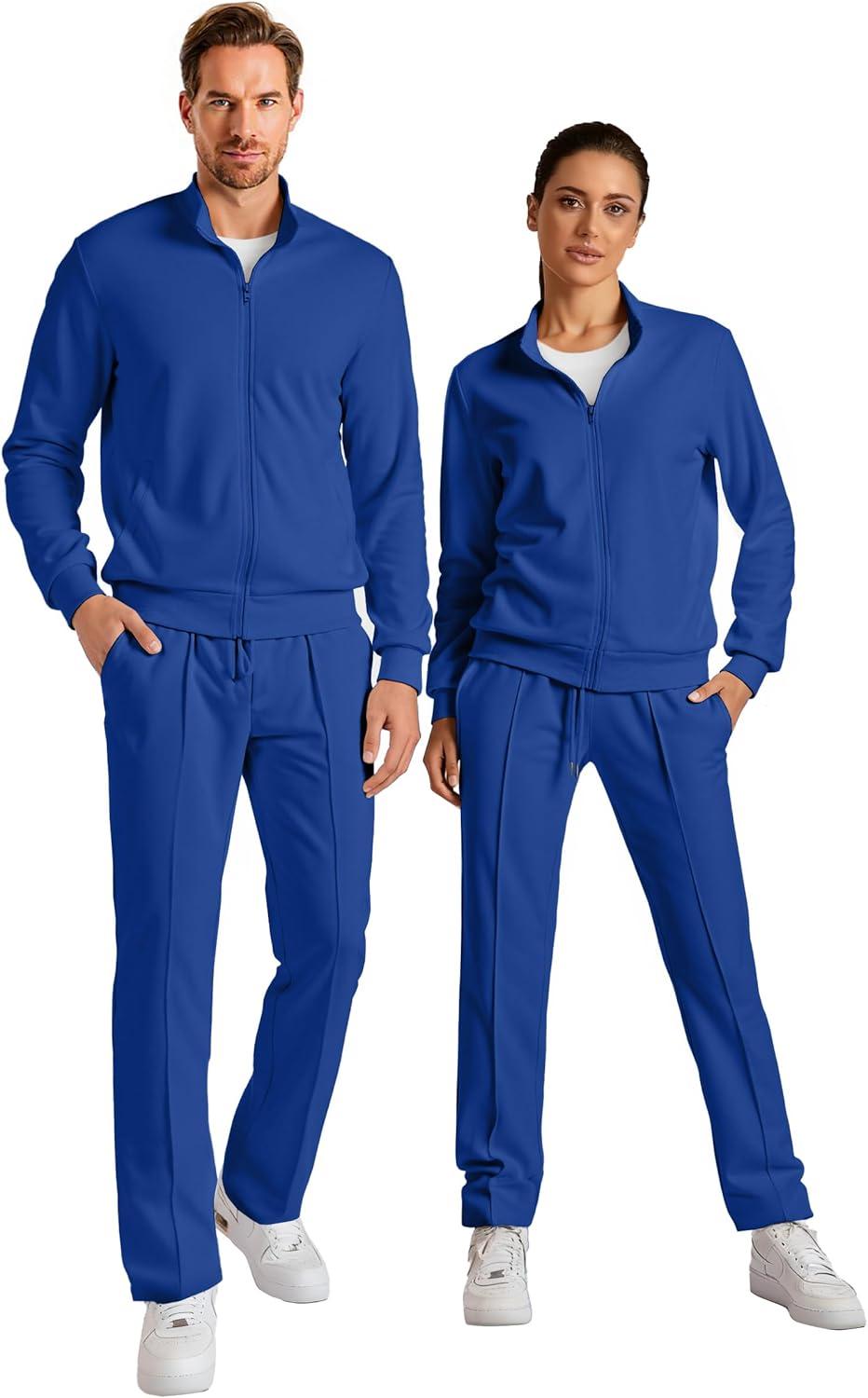 imageJMIERR Mens Tracksuit 2 Piece Set Full Zip Casual Sweatsuit Jogging Suits with Jogger Jackets and Pants Warm Up OutfitsBlue