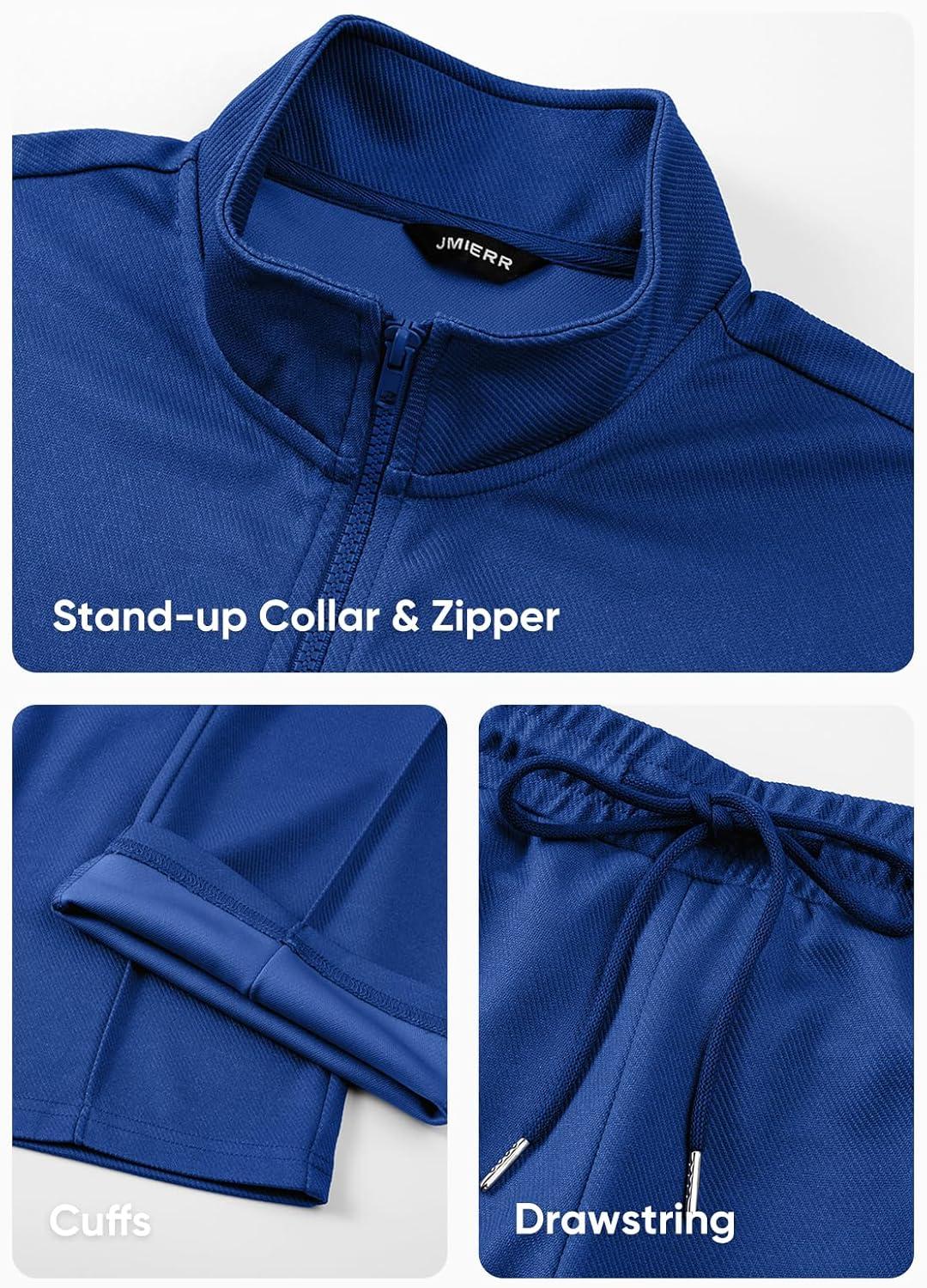 imageJMIERR Mens Tracksuit 2 Piece Set Full Zip Casual Sweatsuit Jogging Suits with Jogger Jackets and Pants Warm Up OutfitsBlue