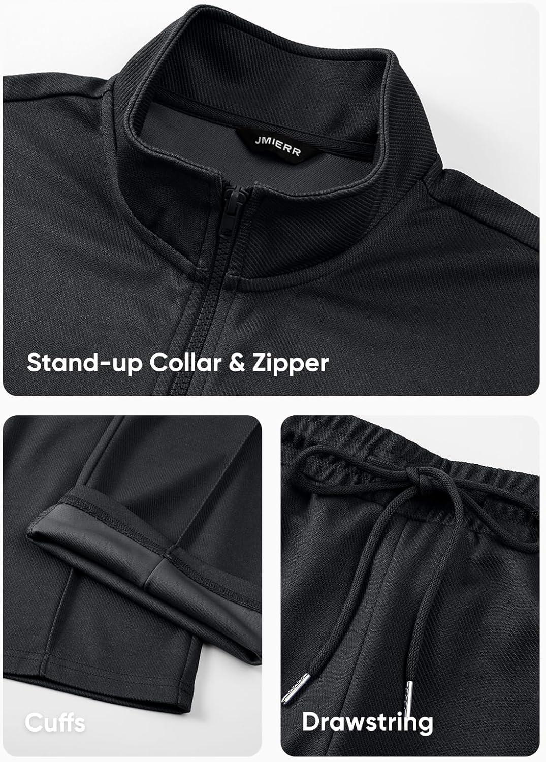 imageJMIERR Mens Tracksuit 2 Piece Set Full Zip Casual Sweatsuit Jogging Suits with Jogger Jackets and Pants Warm Up OutfitsDark Grey