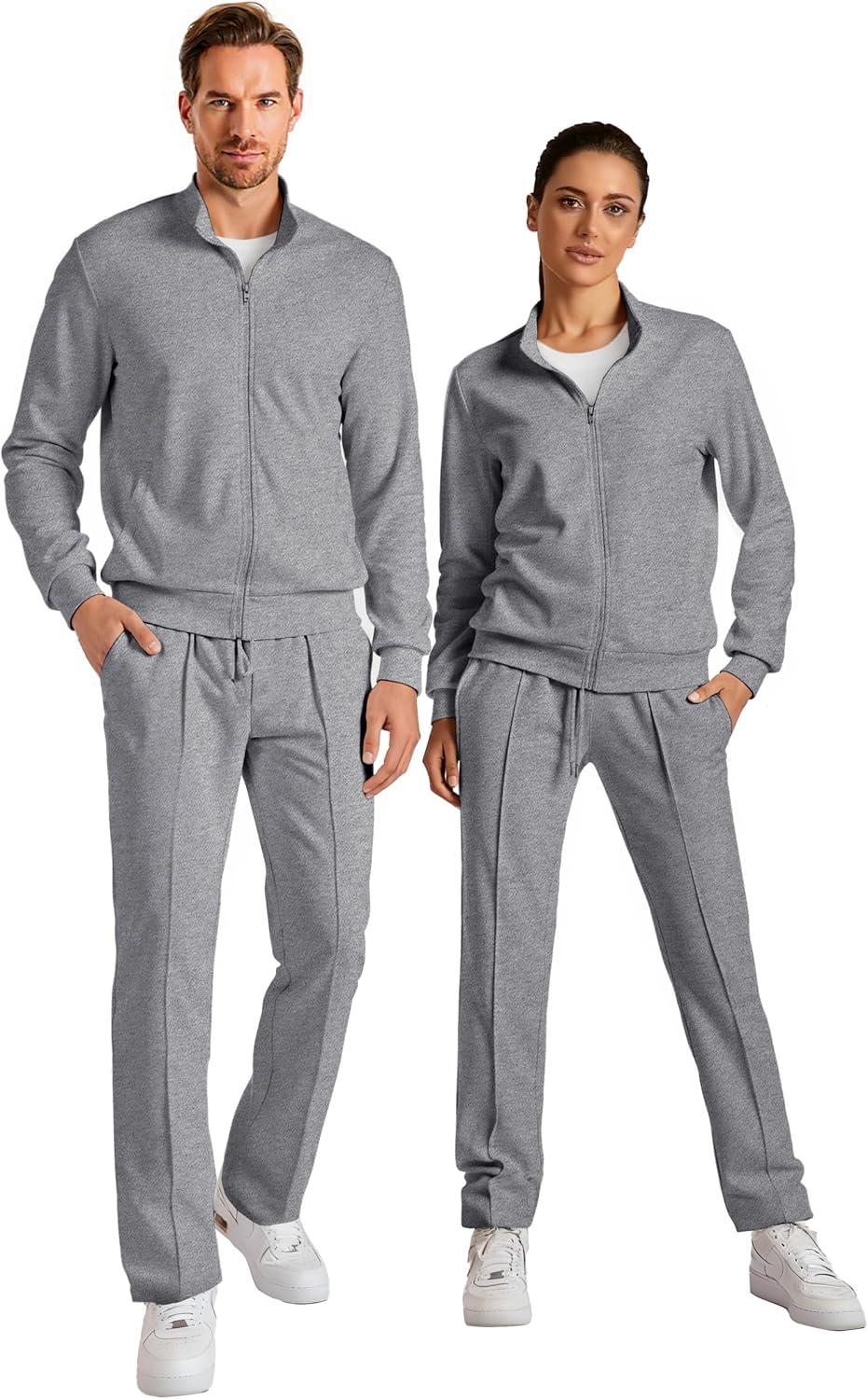 imageJMIERR Mens Tracksuit 2 Piece Set Full Zip Casual Sweatsuit Jogging Suits with Jogger Jackets and Pants Warm Up OutfitsLight Grey