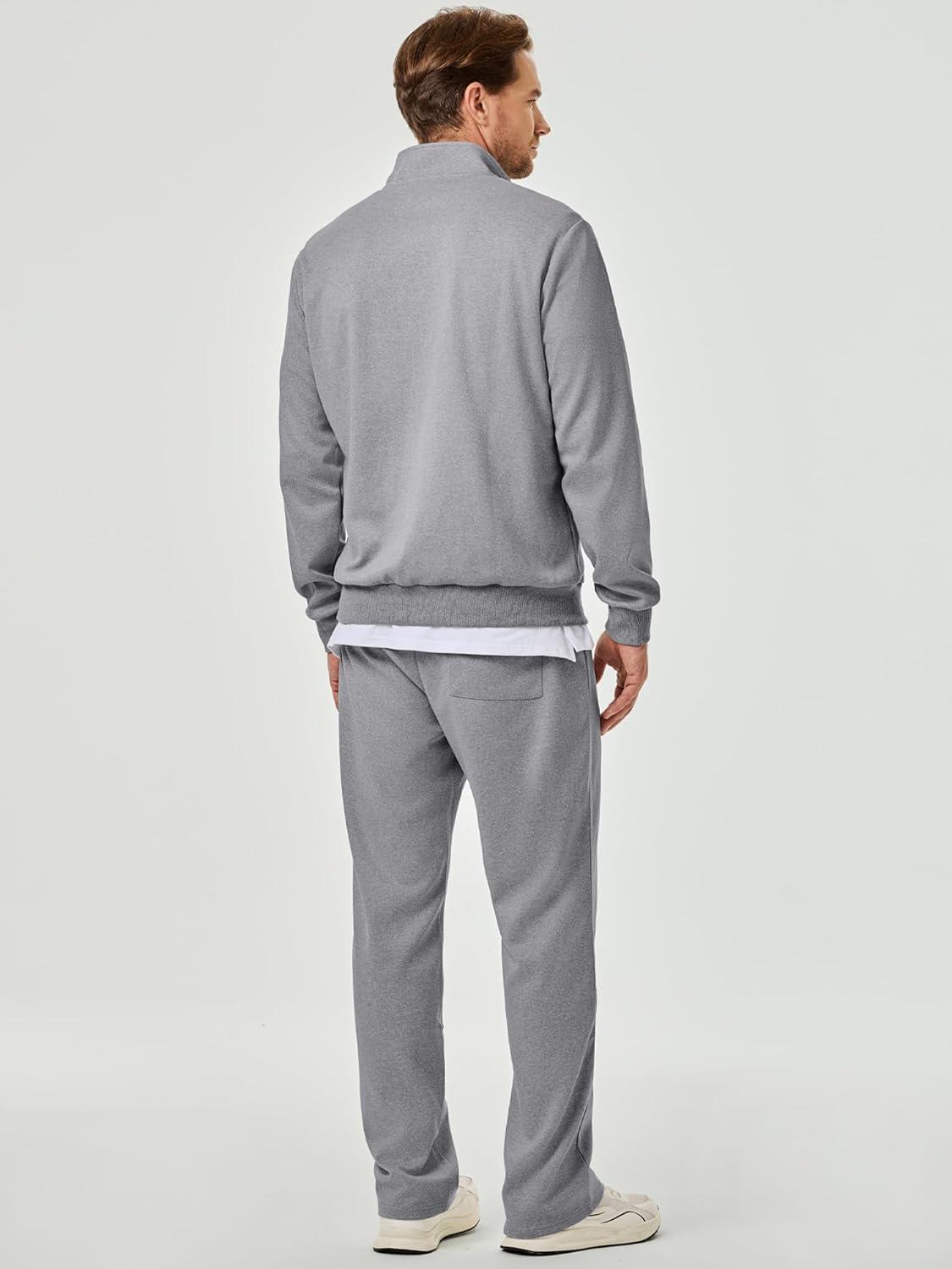 imageJMIERR Mens Tracksuit 2 Piece Set Full Zip Casual Sweatsuit Jogging Suits with Jogger Jackets and Pants Warm Up OutfitsLight Grey