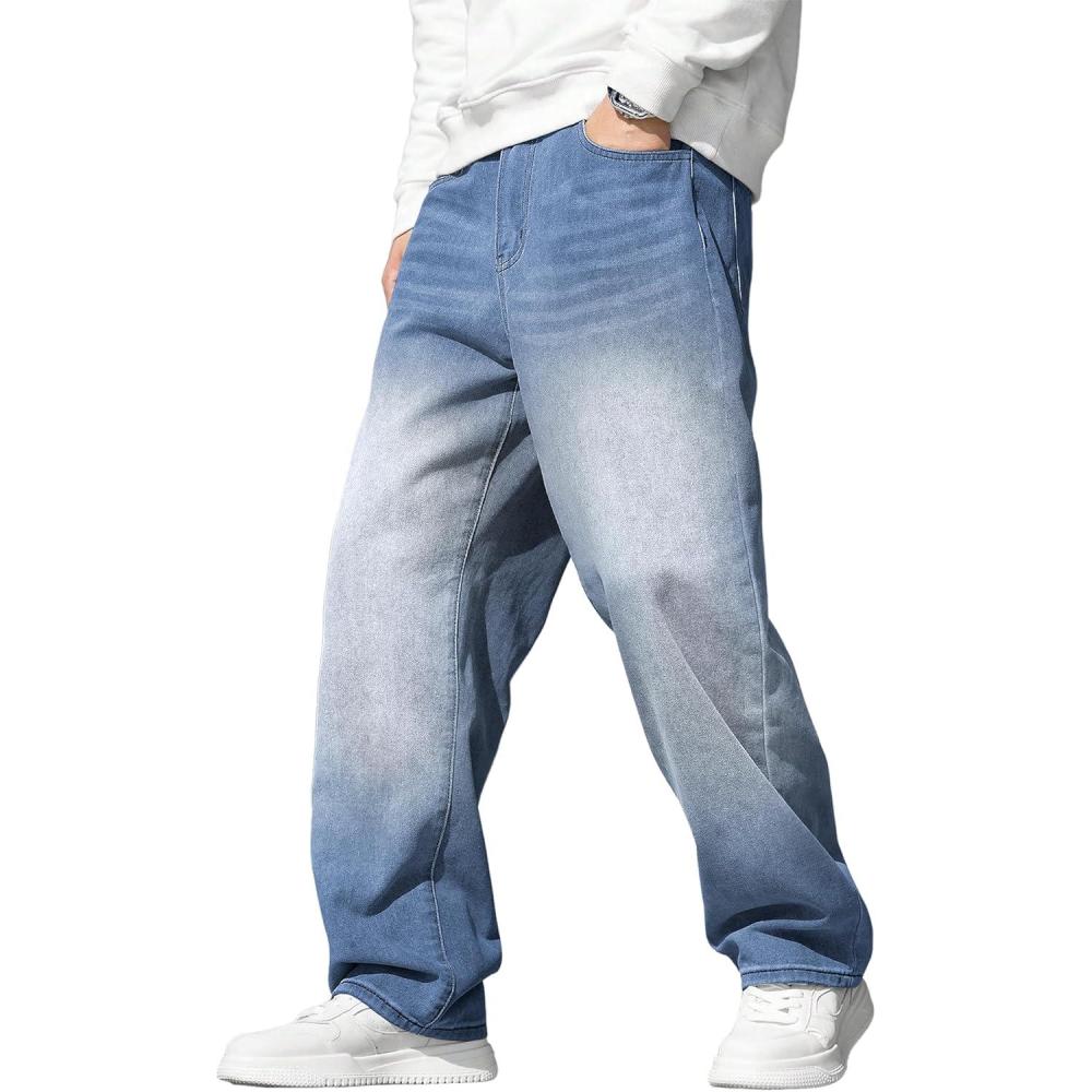 imageJMIERR Mens Baggy Jeans Wide Leg Skater Hip Hop Denim Pants Y2K Vintage Loose Fit StreetwearSky Blue