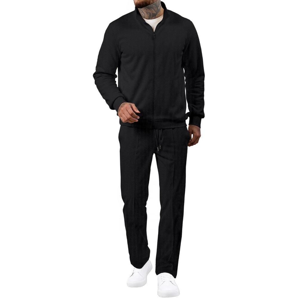 imageJMIERR Mens Tracksuit 2 Piece Set Full Zip Casual Sweatsuit Jogging Suits with Jogger Jackets and Pants Warm Up OutfitsBlack