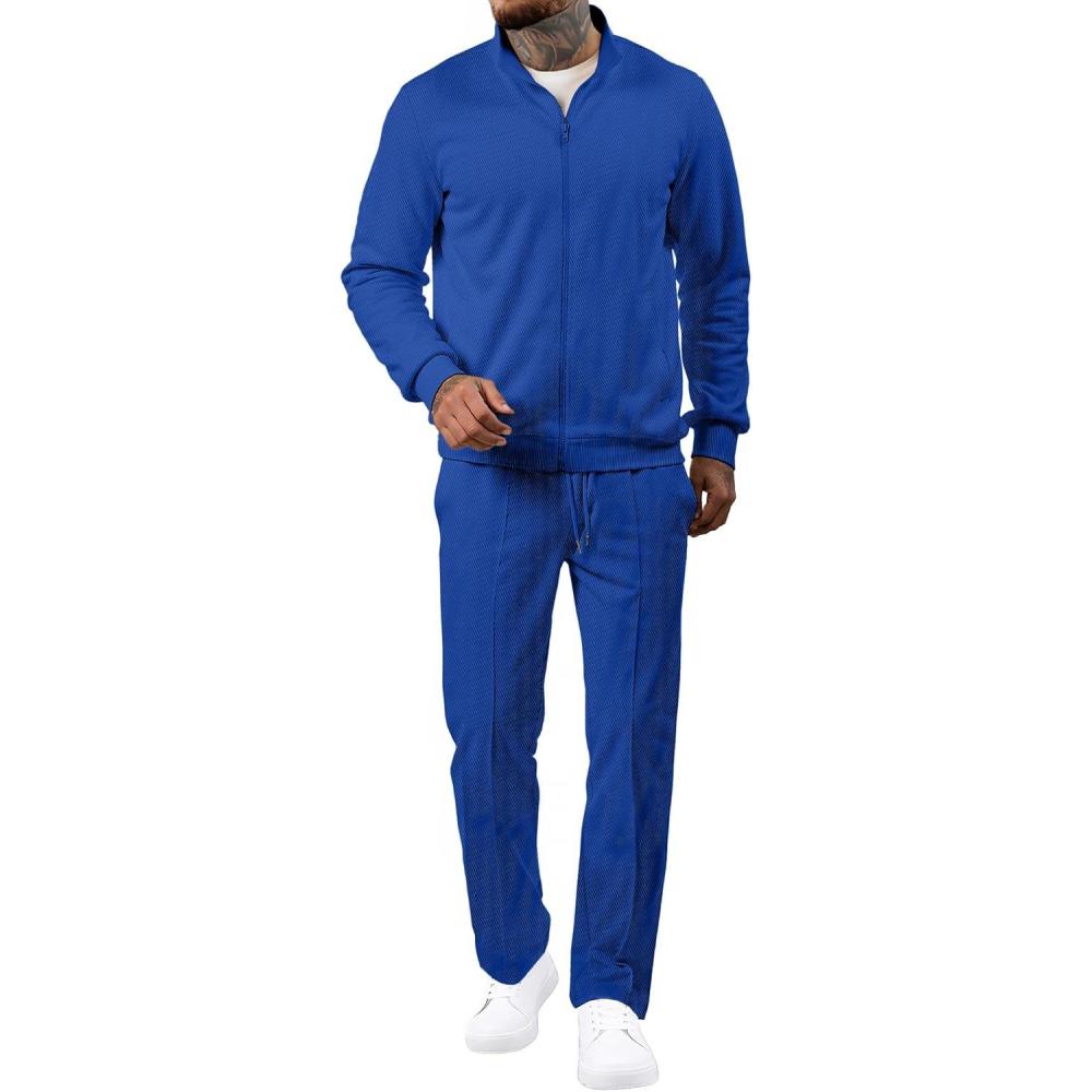 imageJMIERR Mens Tracksuit 2 Piece Set Full Zip Casual Sweatsuit Jogging Suits with Jogger Jackets and Pants Warm Up OutfitsBlue
