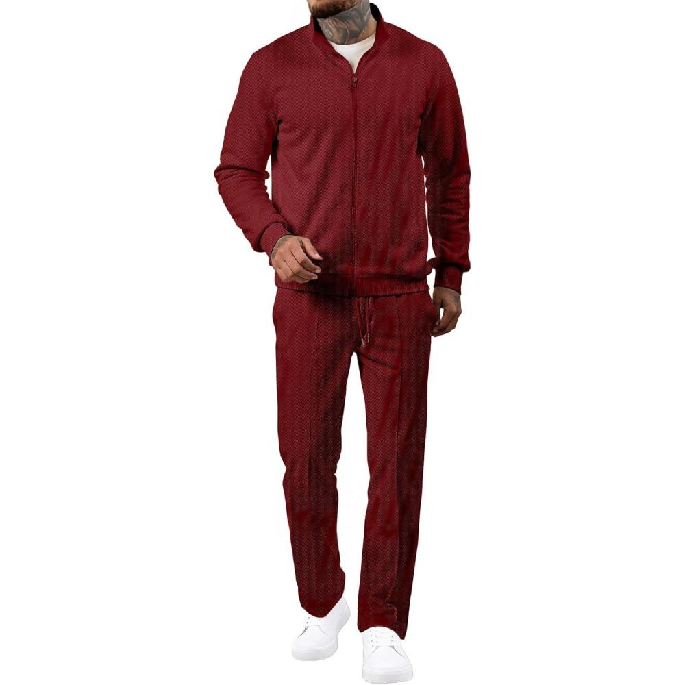 imageJMIERR Mens Tracksuit 2 Piece Set Full Zip Casual Sweatsuit Jogging Suits with Jogger Jackets and Pants Warm Up OutfitsBurgundy