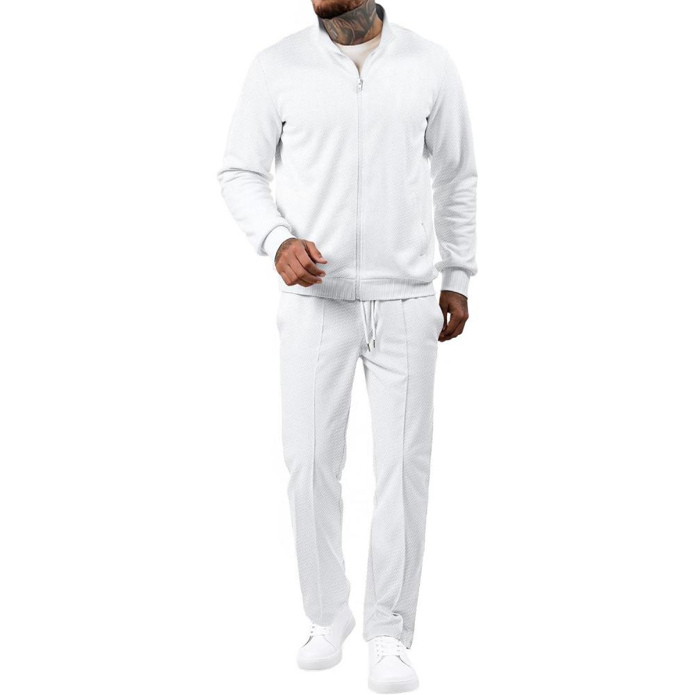 imageJMIERR Mens Tracksuit 2 Piece Set Full Zip Casual Sweatsuit Jogging Suits with Jogger Jackets and Pants Warm Up OutfitsWhite