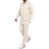 imageJMIERR Mens 2 Piece Outfits Quarter Zipper Polo Shirt Tracksuit ampamp Joggers Sweatpants Sweatsuit Sets JacquardApricot