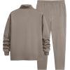 imageJMIERR Mens 2 Piece Outfits Quarter Zipper Polo Shirt Tracksuit ampamp Joggers Sweatpants Sweatsuit Sets JacquardBeige