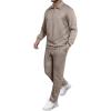 imageJMIERR Mens 2 Piece Outfits Quarter Zipper Polo Shirt Tracksuit ampamp Joggers Sweatpants Sweatsuit Sets JacquardBeige