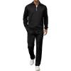 imageJMIERR Mens 2 Piece Outfits Quarter Zipper Polo Shirt Tracksuit ampamp Joggers Sweatpants Sweatsuit Sets JacquardBlack