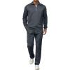 imageJMIERR Mens 2 Piece Outfits Quarter Zipper Polo Shirt Tracksuit ampamp Joggers Sweatpants Sweatsuit Sets JacquardDark Grey