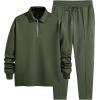 imageJMIERR Mens 2 Piece Outfits Quarter Zipper Polo Shirt Tracksuit ampamp Joggers Sweatpants Sweatsuit Sets JacquardGreen