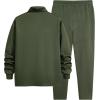 imageJMIERR Mens 2 Piece Outfits Quarter Zipper Polo Shirt Tracksuit ampamp Joggers Sweatpants Sweatsuit Sets JacquardGreen