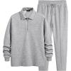 imageJMIERR Mens 2 Piece Outfits Quarter Zipper Polo Shirt Tracksuit ampamp Joggers Sweatpants Sweatsuit Sets JacquardGrey