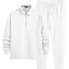 imageJMIERR Mens 2 Piece Outfits Quarter Zipper Polo Shirt Tracksuit ampamp Joggers Sweatpants Sweatsuit Sets JacquardWhite