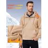 imageJMIERR Mens 2025 Casual Fahsion Fall Hoodie Pullover Quarter Drawstring Fleece Winter Button Hooded Shirt with PocketA Khaki