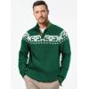imageJMIERR Mens Cable Knit Pullover Sweater Casual Long Sleeve Stand Collar Button Knitted SweatersXmas Green Reindeer