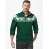 imageJMIERR Mens Cable Knit Pullover Sweater Casual Long Sleeve Stand Collar Button Knitted SweatersXmas Green Reindeer