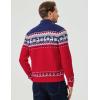 imageJMIERR Mens Cable Knit Pullover Sweater Casual Long Sleeve Stand Collar Button Knitted SweatersXmas Red Reindeer