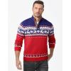 imageJMIERR Mens Cable Knit Pullover Sweater Casual Long Sleeve Stand Collar Button Knitted SweatersXmas Red Reindeer