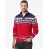 imageJMIERR Mens Cable Knit Pullover Sweater Casual Long Sleeve Stand Collar Button Knitted SweatersXmas Red Reindeer