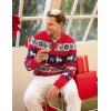 imageJMIERR Mens Cable Knit Pullover Sweater Casual Long Sleeve Stand Collar Button Knitted SweatersXmas Red2 Reindeer