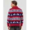 imageJMIERR Mens Cable Knit Pullover Sweater Casual Long Sleeve Stand Collar Button Knitted SweatersXmas Red2 Reindeer