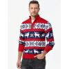 imageJMIERR Mens Cable Knit Pullover Sweater Casual Long Sleeve Stand Collar Button Knitted SweatersXmas Red2 Reindeer