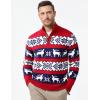 imageJMIERR Mens Cable Knit Pullover Sweater Casual Long Sleeve Stand Collar Button Knitted SweatersXmas Red2 Reindeer