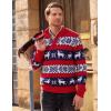 imageJMIERR Mens Cable Knit Pullover Sweater Casual Long Sleeve Stand Collar Button Knitted SweatersXmas Red2 Reindeer