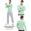 imageJMIERR Mens Fall Crewneck Shirt Long Sleeve AntiWrinkle Casual Muscle T Shirts Workout Slim FittedF Mint Green
