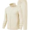 imageJMIERR Mens Tracksuit 2 Piece Set Full Zip Casual Sweatsuit Jogging Suits with Jogger Jackets and Pants Warm Up OutfitsBeige
