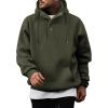 imageJMIERR Mens 2025 Casual Fahsion Fall Hoodie Pullover Quarter Drawstring Fleece Winter Button Hooded Shirt with PocketA Green