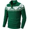 imageJMIERR Mens Cable Knit Pullover Sweater Casual Long Sleeve Stand Collar Button Knitted SweatersXmas Green Reindeer