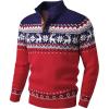imageJMIERR Mens Cable Knit Pullover Sweater Casual Long Sleeve Stand Collar Button Knitted SweatersXmas Red Reindeer