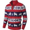 imageJMIERR Mens Cable Knit Pullover Sweater Casual Long Sleeve Stand Collar Button Knitted SweatersXmas Red2 Reindeer