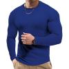 imageJMIERR Mens Fall Crewneck Shirt Long Sleeve AntiWrinkle Casual Muscle T Shirts Workout Slim FittedF Blue 2