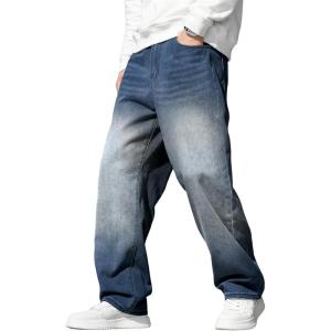 imageJMIERR Mens Baggy Jeans Wide Leg Skater Hip Hop Denim Pants Y2K Vintage Loose Fit StreetwearBlue