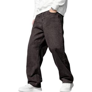 imageJMIERR Mens Baggy Jeans Wide Leg Skater Hip Hop Denim Pants Y2K Vintage Loose Fit StreetwearDark Grey