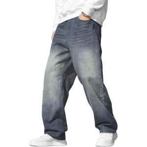imageJMIERR Mens Baggy Jeans Wide Leg Skater Hip Hop Denim Pants Y2K Vintage Loose Fit StreetwearRetro Blue