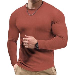 imageJMIERR Mens Fall Crewneck Shirt Long Sleeve AntiWrinkle Casual Muscle T Shirts Workout Slim FittedF Gold Flame