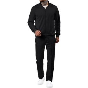 imageJMIERR Mens Tracksuit 2 Piece Set Full Zip Casual Sweatsuit Jogging Suits with Jogger Jackets and Pants Warm Up OutfitsBlack