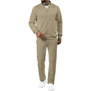 imageJMIERR Mens Tracksuit 2 Piece Set Full Zip Casual Sweatsuit Jogging Suits with Jogger Jackets and Pants Warm Up OutfitsKhaki