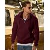 imageJMIERR Mens Casual Cotton Hoodies Drawstring Quarter Zip Pullover Sweatshirts06 Wine Red