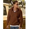 imageJMIERR Mens Casual Cotton Hoodies Drawstring Quarter Zip Pullover Sweatshirts08 Brown